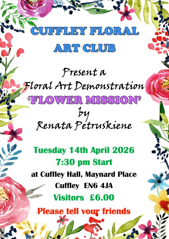 Cuffley Floral Art Club: 'Flower Mission' by Renata Petruskiene