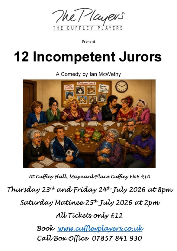 Cuffley Players: '12 Incompetent Jurors' by Ian McWethy