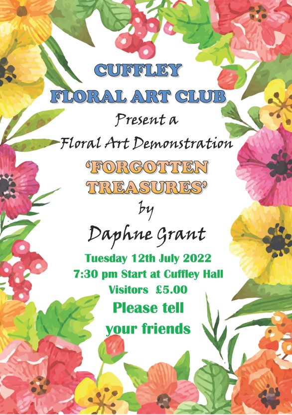 Cuffley Floral Art Club: 'Forgotten Treasures' by Daphne Grant
